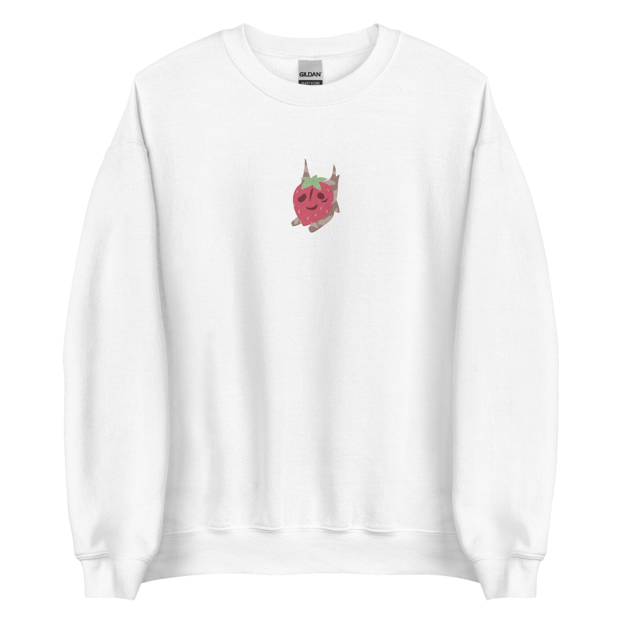 Strawberry Korok | Embroidered Unisex Sweatshirt | Titty Tea Zelda Threads & Thistles Inventory White S 