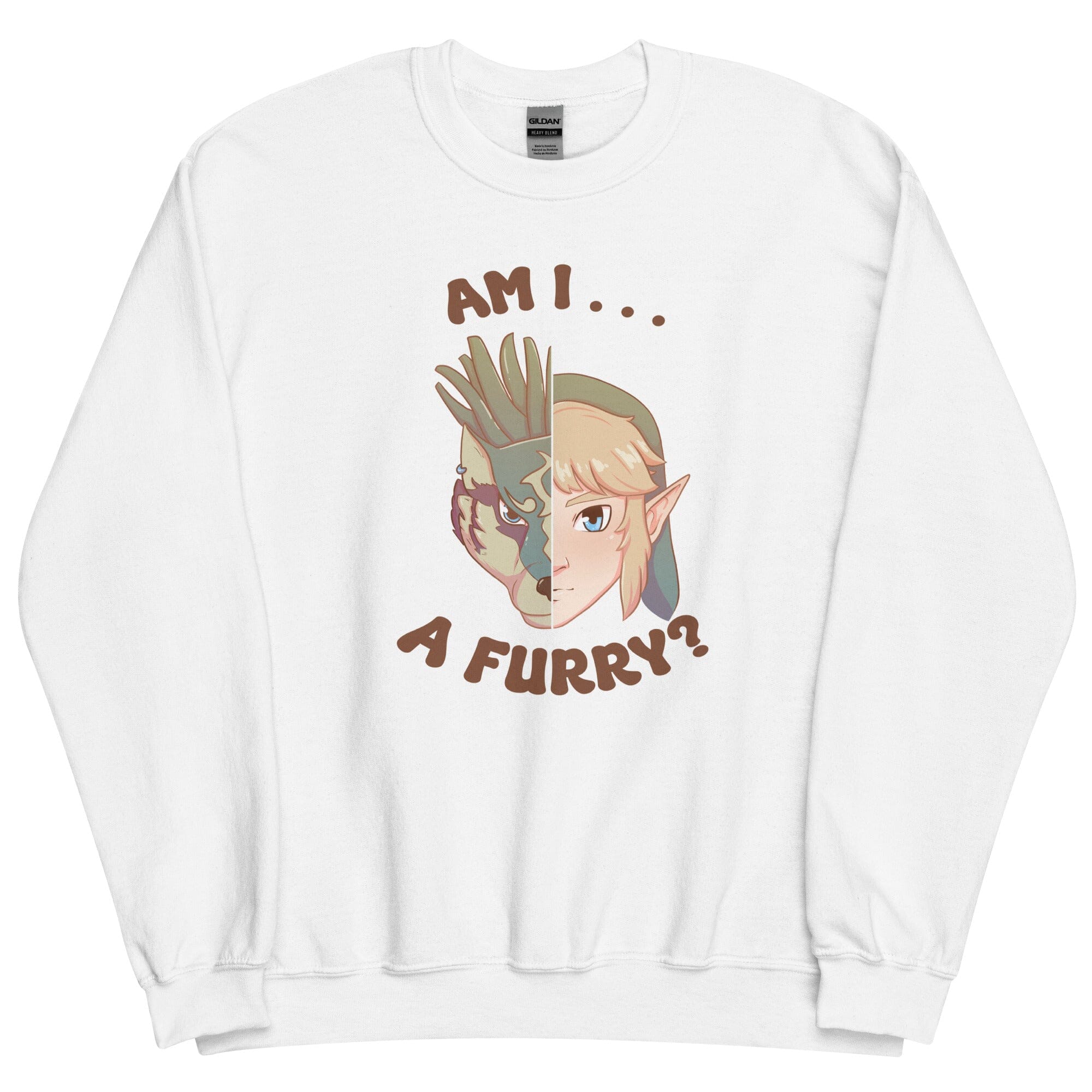 Am I a Furry? | Unisex Sweatshirt | Titty Tea Zelda Threads & Thistles Inventory White S 
