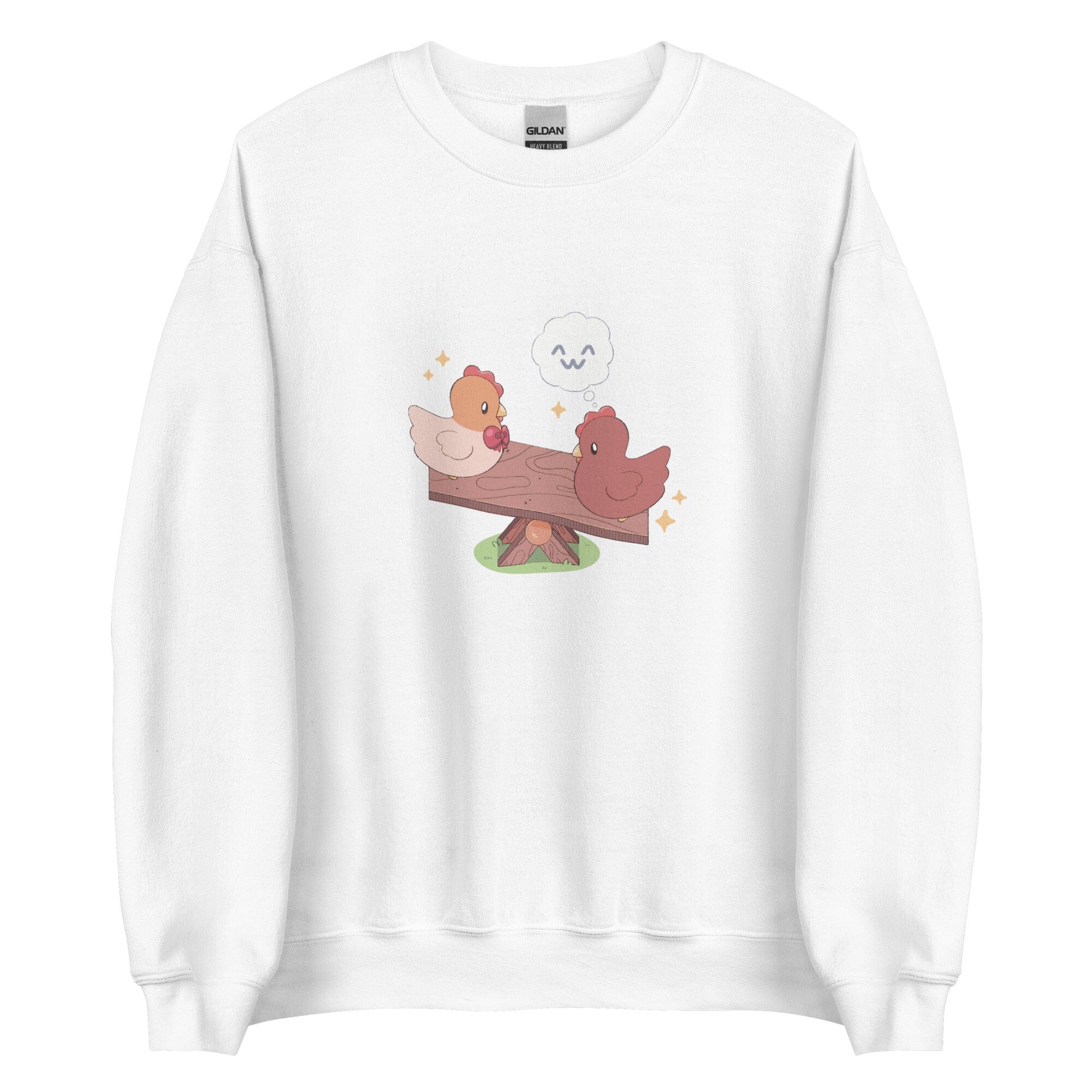 Chicken Seesaw | Unisex Sweatshirt | Fields of Mistria Threads & Thistles Inventory White S 