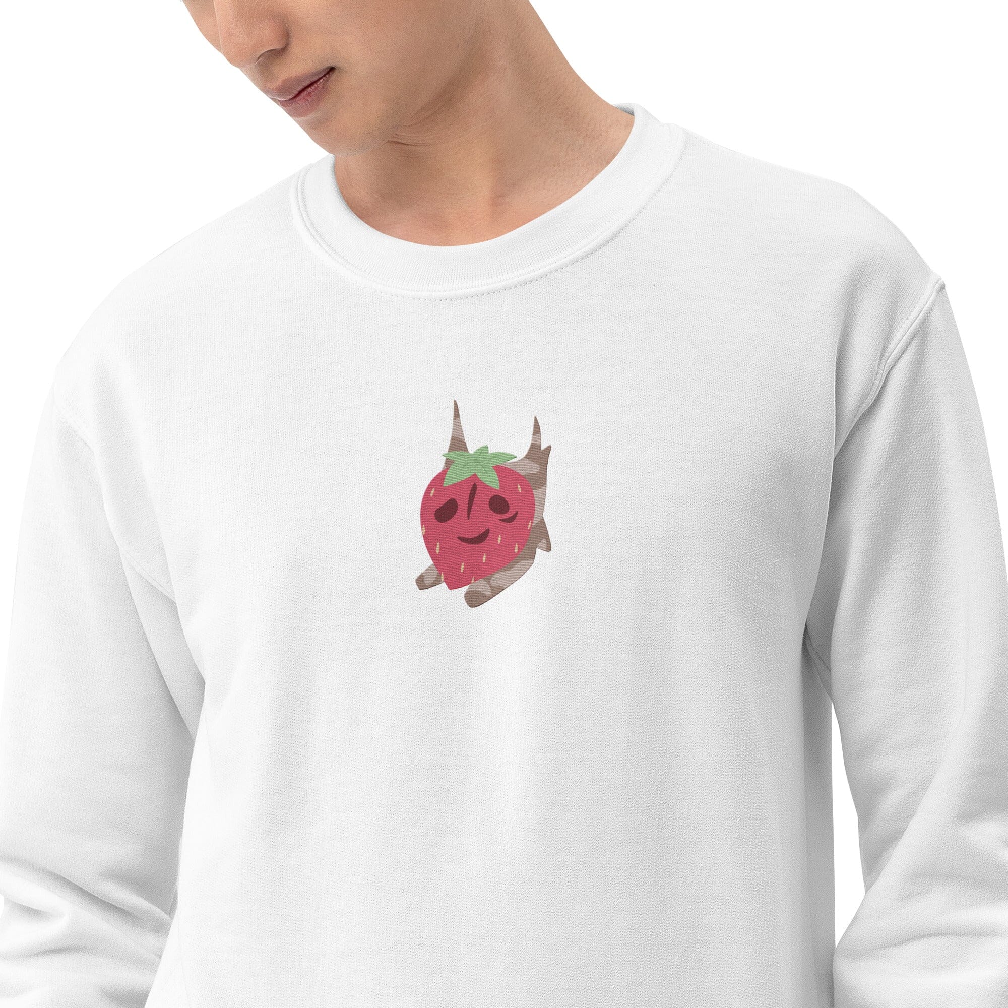 Strawberry Korok | Embroidered Unisex Sweatshirt | Titty Tea Zelda Threads & Thistles Inventory 