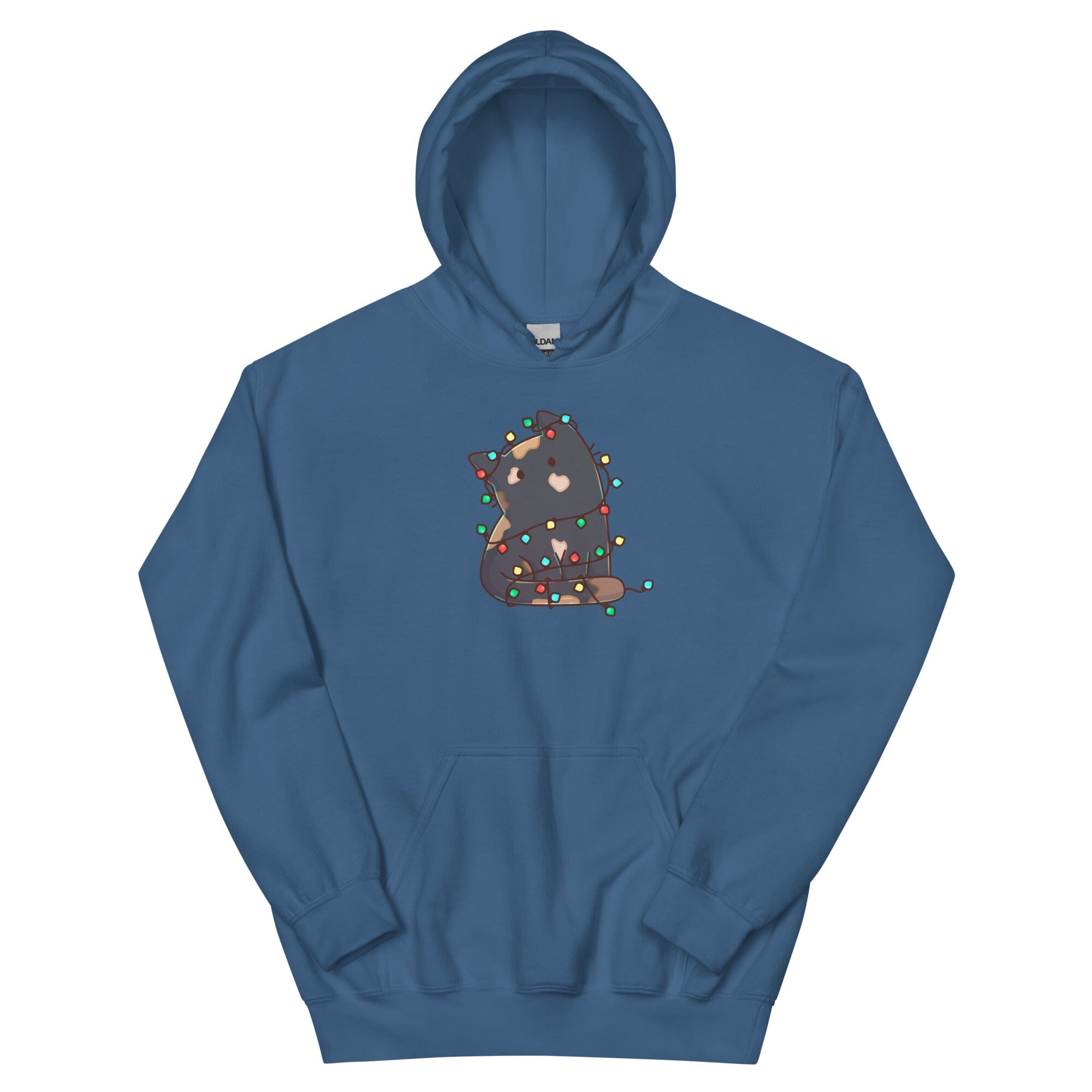 Christmas Torti Kitty | Unisex Hoodie | TTI Stream Christmas Threads & Thistles Inventory Indigo Blue S 