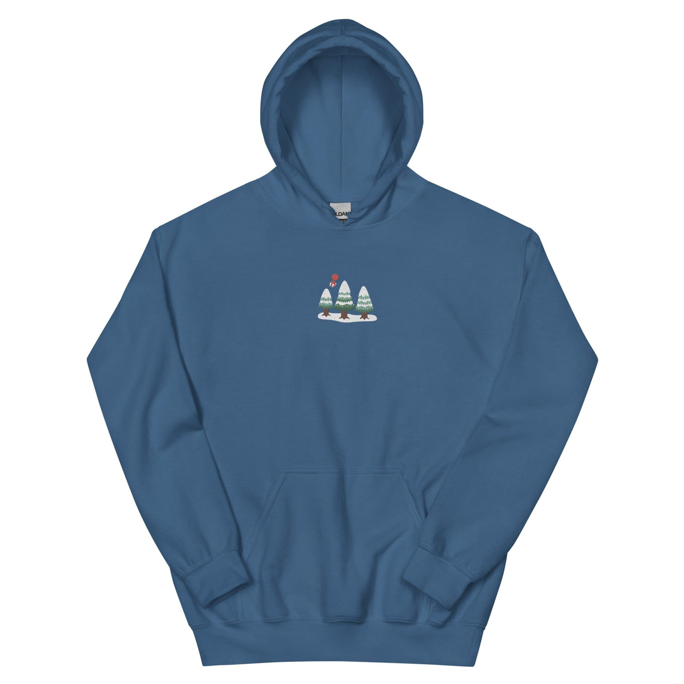 Cozy Animal Crossing Christmas | Embroidered Unisex Hoodie | Animal Crossing Threads & Thistles Inventory Indigo Blue S 