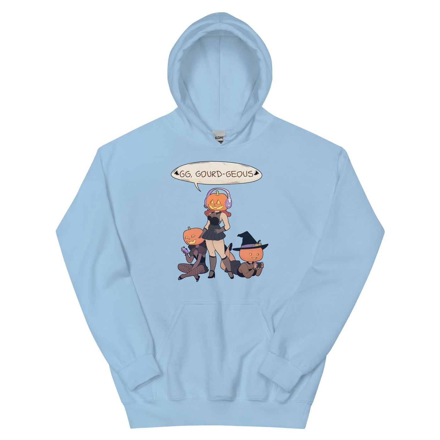 GG, Gourd-geous | Unisex Hoodie | Fall Halloween Threads & Thistles Inventory Light Blue S 