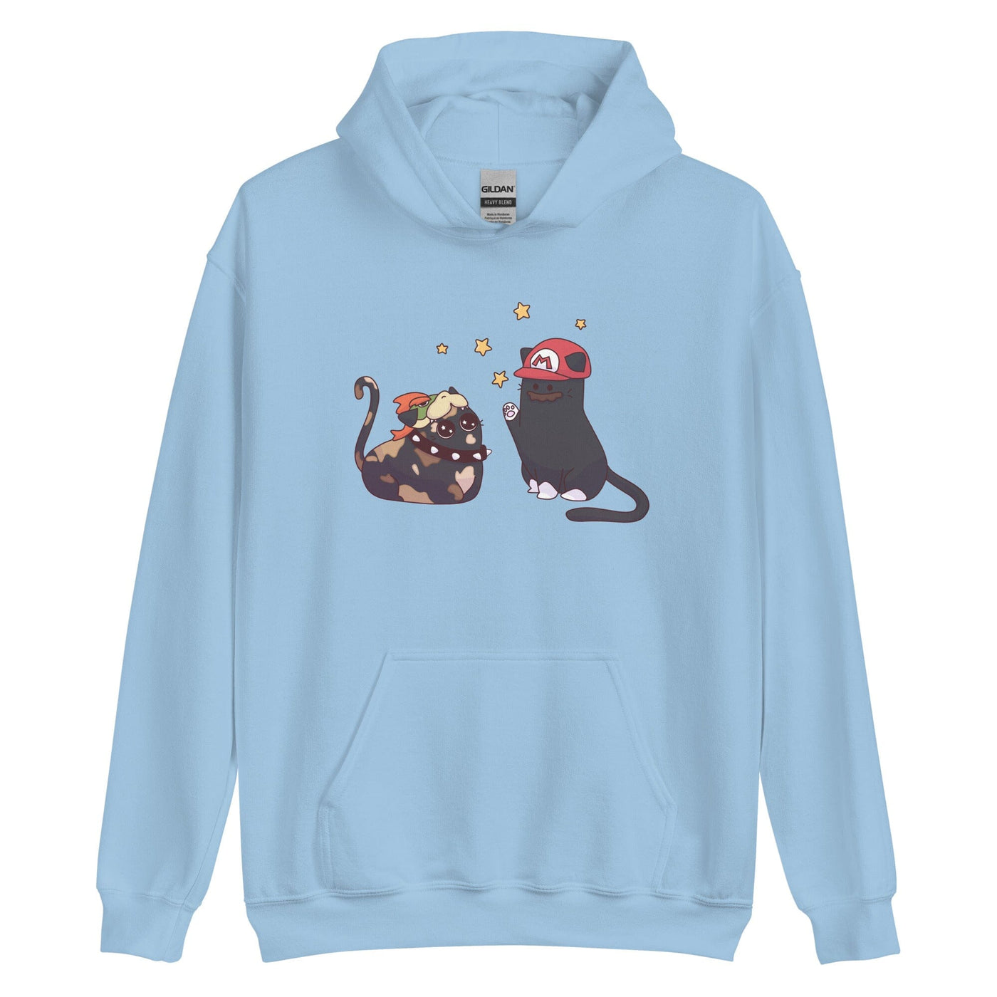 Team Bowser & Mario Kitties | Unisex Hoodie | TTI Stream Threads & Thistles Inventory Light Blue S 