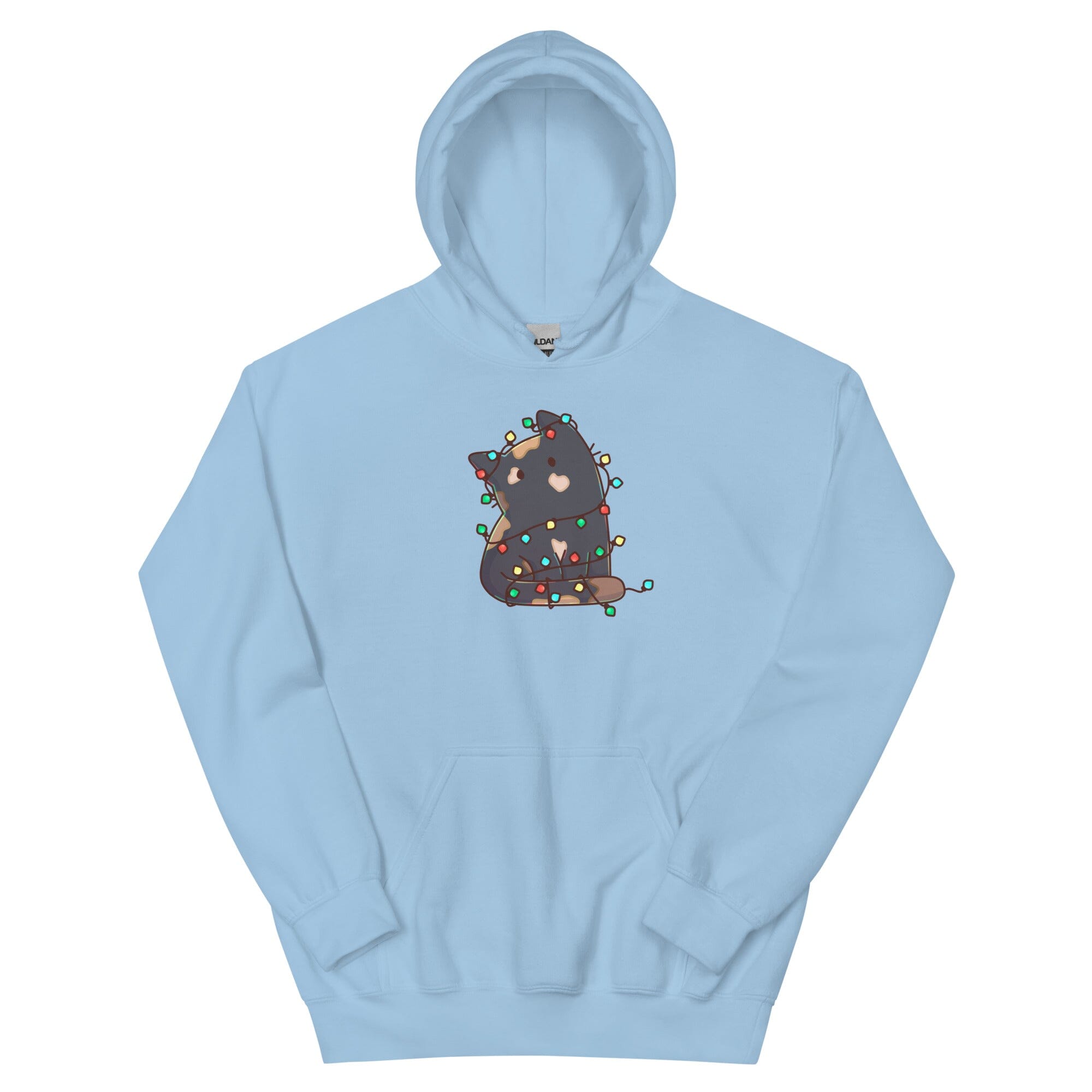 Christmas Torti Kitty | Unisex Hoodie | TTI Stream Christmas Threads & Thistles Inventory Light Blue S 