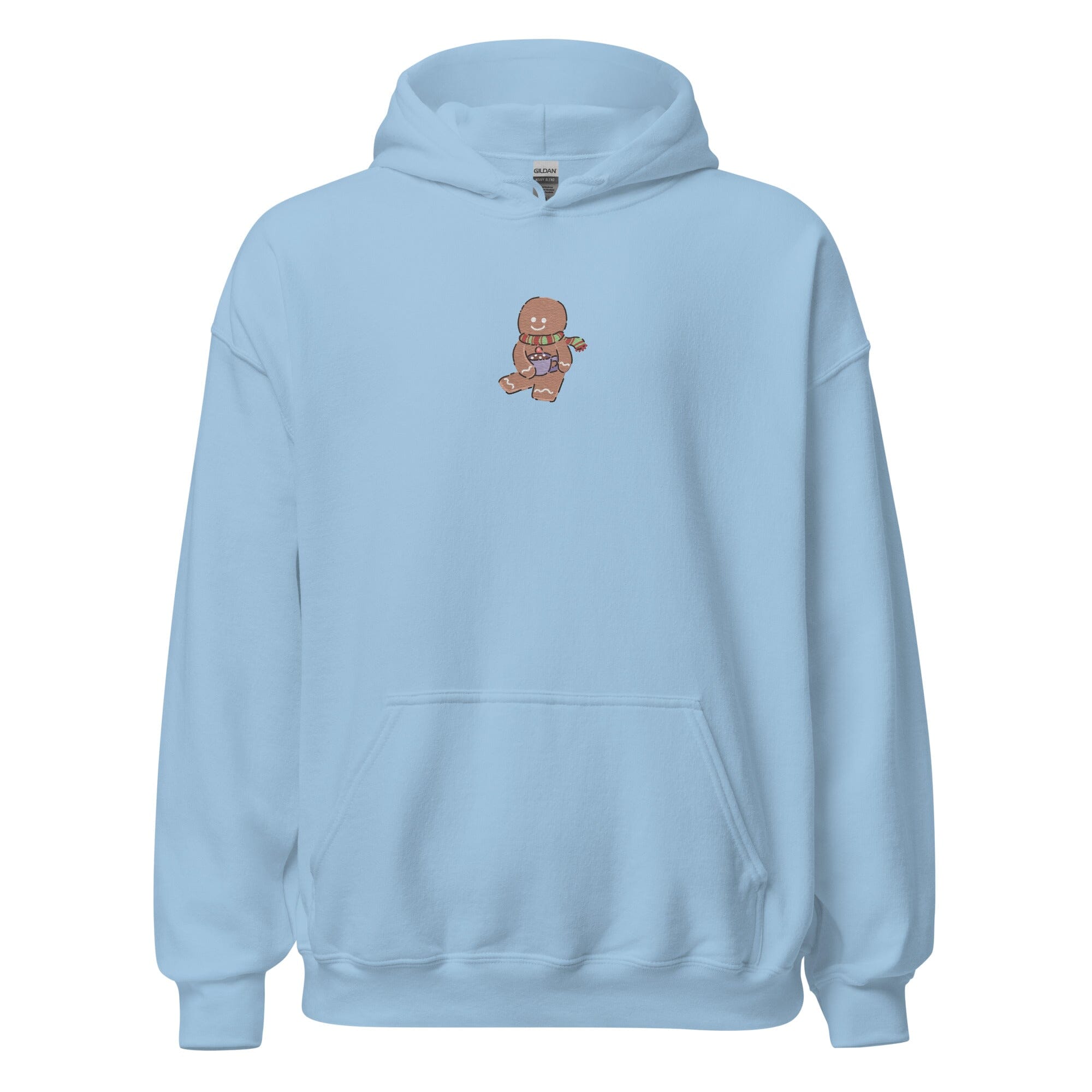 Cozy Christmas Gingerbread | Embroidered Unisex Hoodie | Cozy Gamer Christmas Threads & Thistles Inventory Light Blue S 