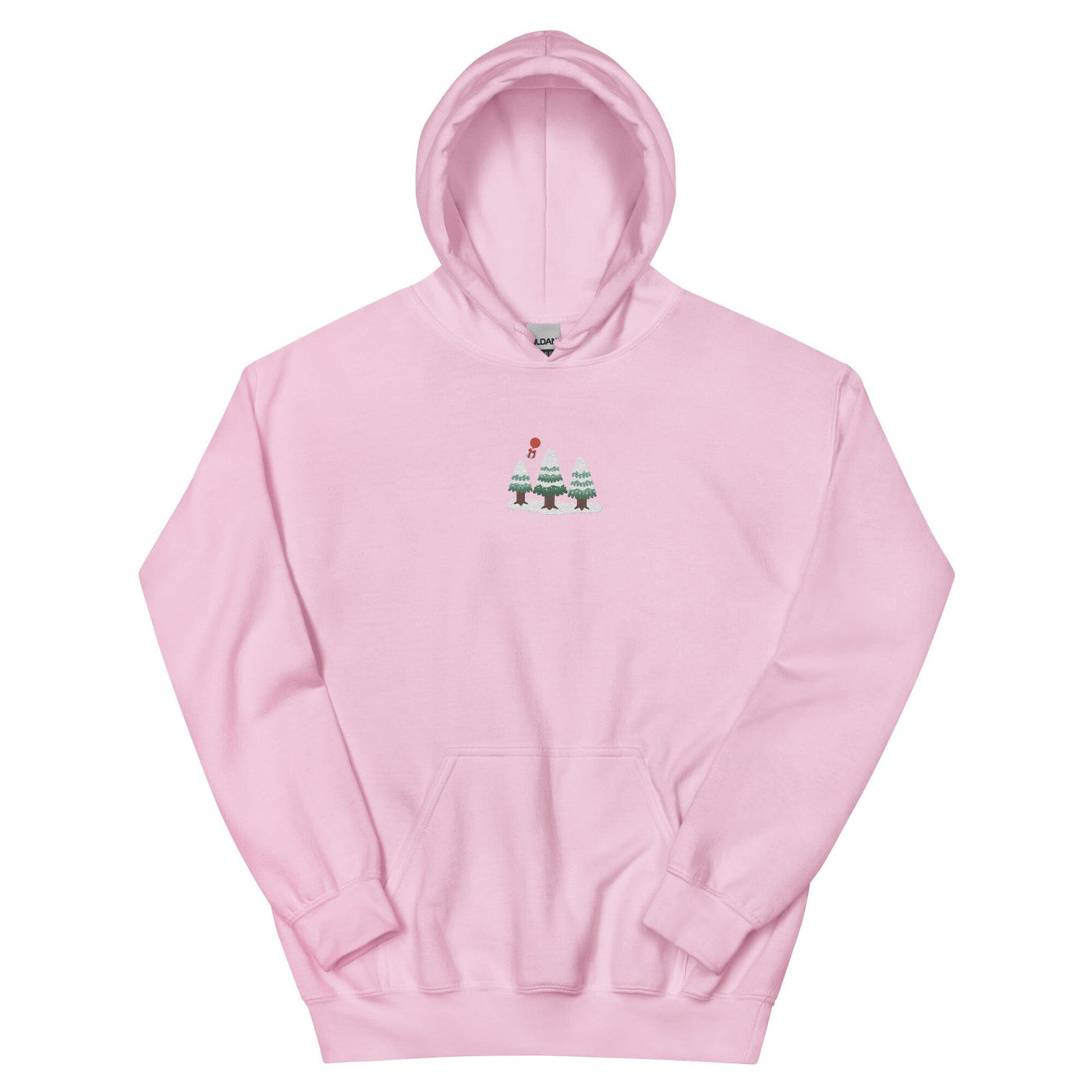 Cozy Animal Crossing Christmas | Embroidered Unisex Hoodie | Animal Crossing Threads & Thistles Inventory Light Pink S 