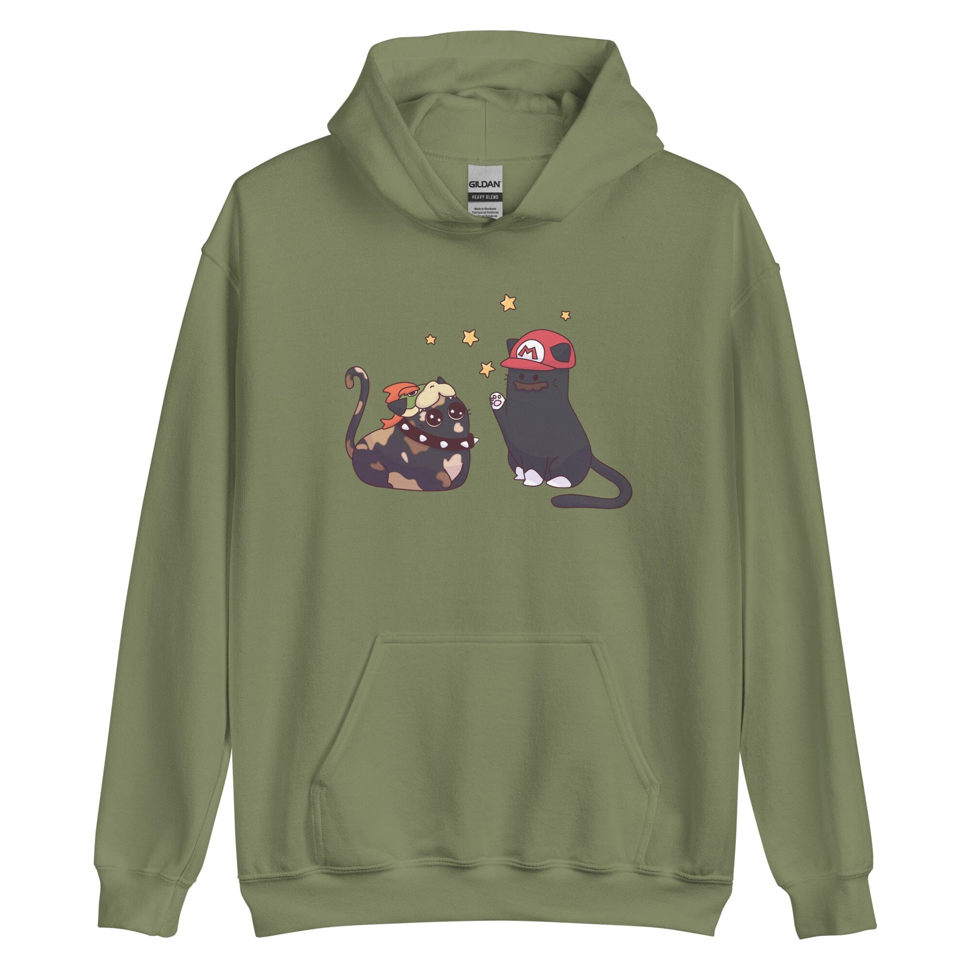 Team Bowser & Mario Kitties | Unisex Hoodie | TTI Stream Threads & Thistles Inventory Military Green S 