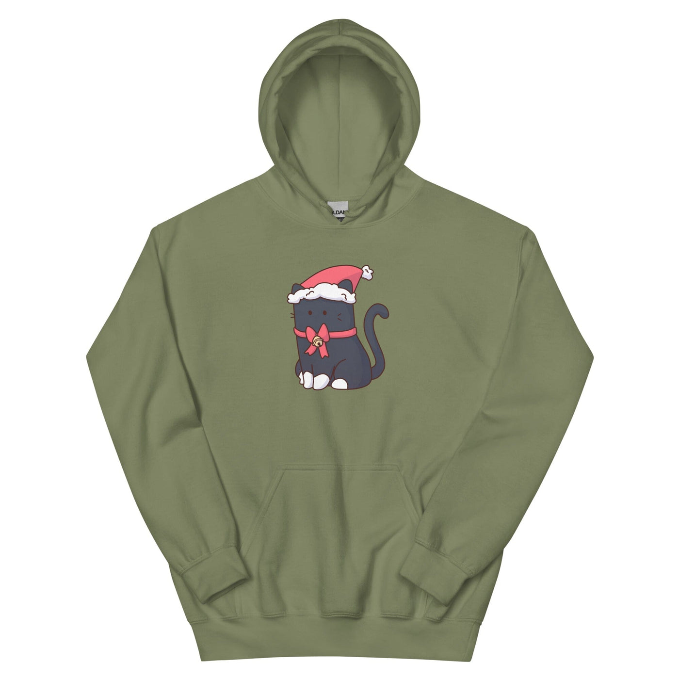 Christmas Tuxedo Kitty | Unisex Hoodie | TTI Stream Christmas Threads & Thistles Inventory Military Green S 