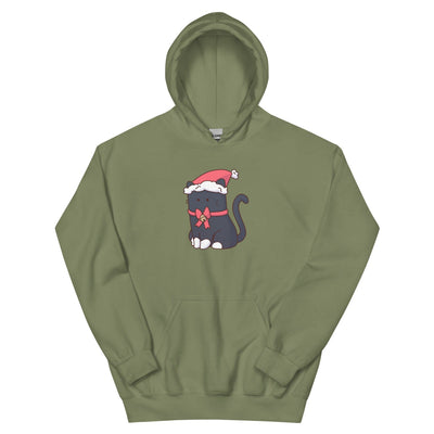 Christmas Tuxedo Kitty | Unisex Hoodie | TTI Stream Christmas Threads & Thistles Inventory Military Green S 
