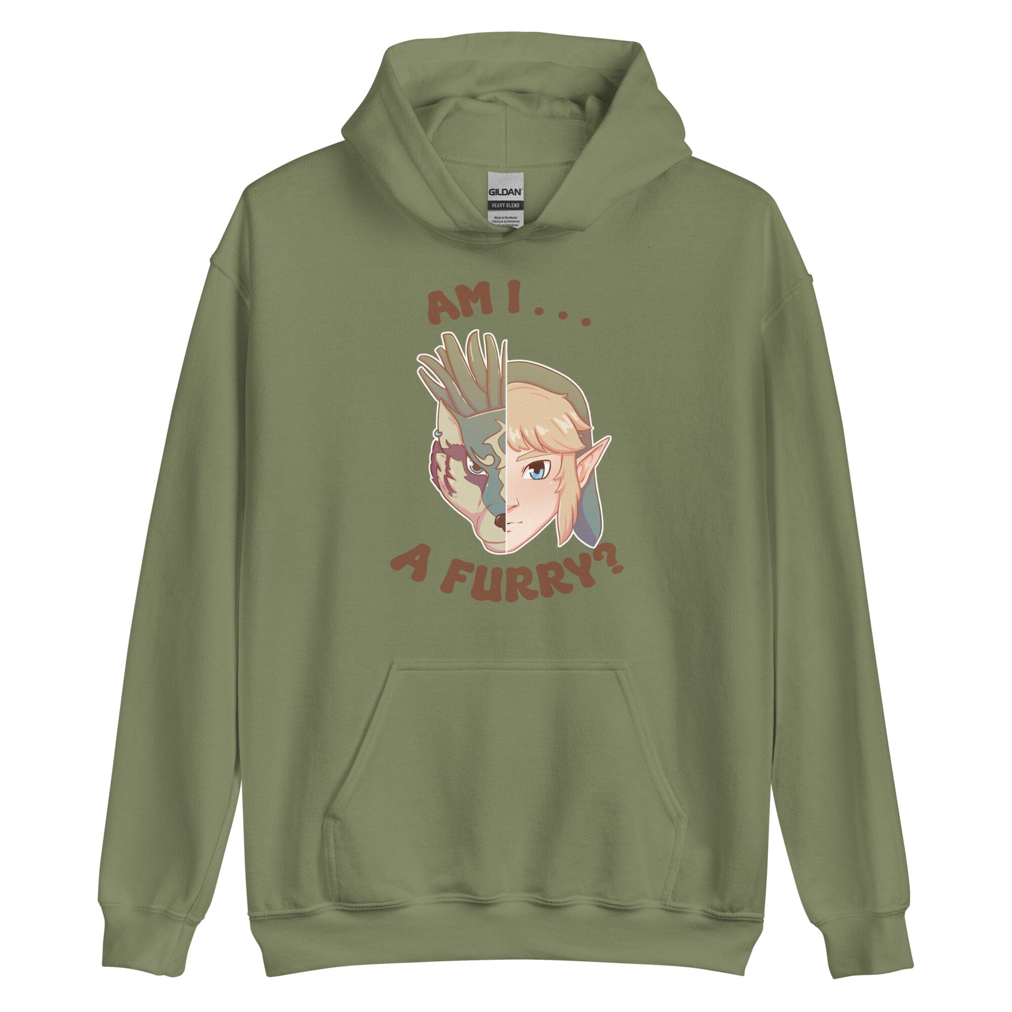 Am I a Furry? | Unisex Hoodie | Titty Tea Zelda Threads & Thistles Inventory Military Green S 