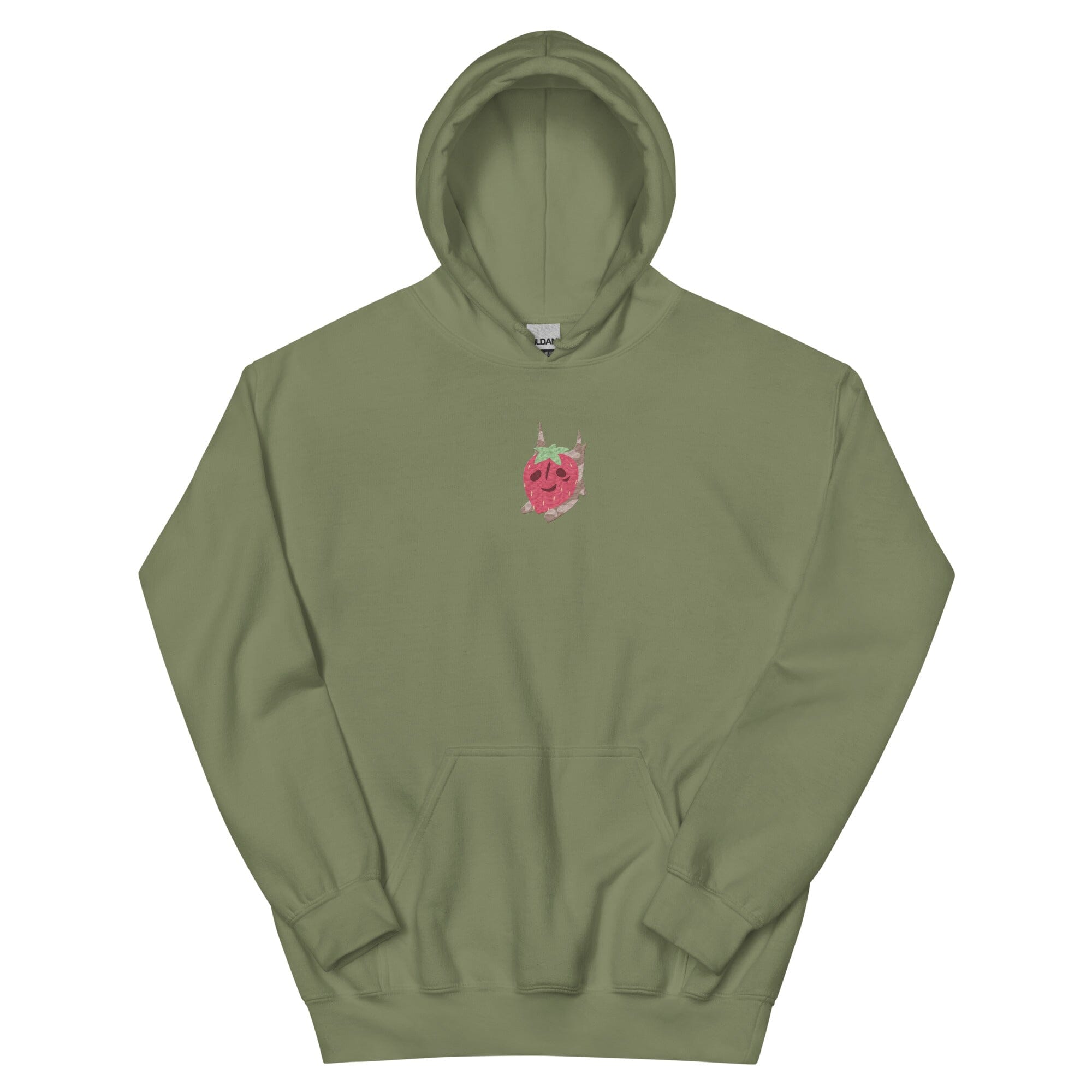 Strawberry Korok | Embroidered Unisex Hoodie | Titty Tea Zelda Threads & Thistles Inventory Military Green S 