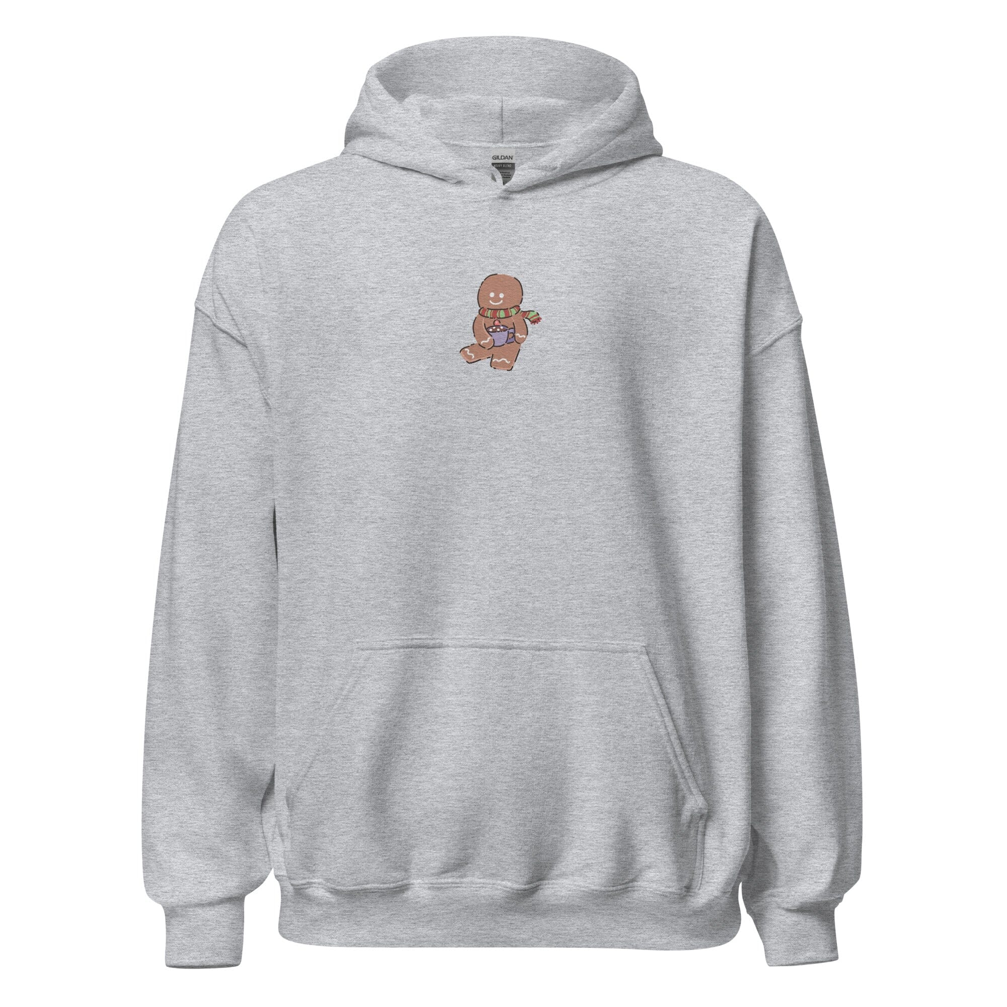 Cozy Christmas Gingerbread | Embroidered Unisex Hoodie | Cozy Gamer Christmas Threads & Thistles Inventory Sport Grey S 