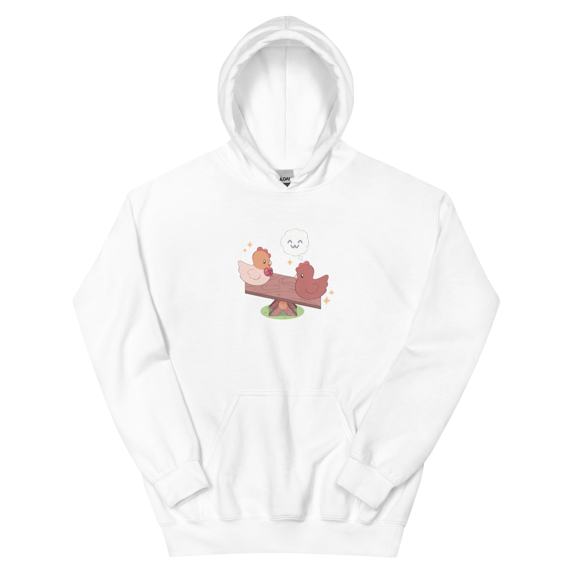 Chicken Seesaw | Unisex Hoodie | Fields of Mistria Threads & Thistles Inventory White S 