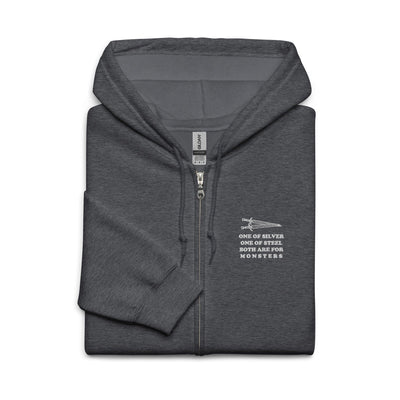 Both are for Monsters | Unisex heavy blend zip hoodie | The Witcher Hoodies Threads & Thistles Inventory Dark Heather S 