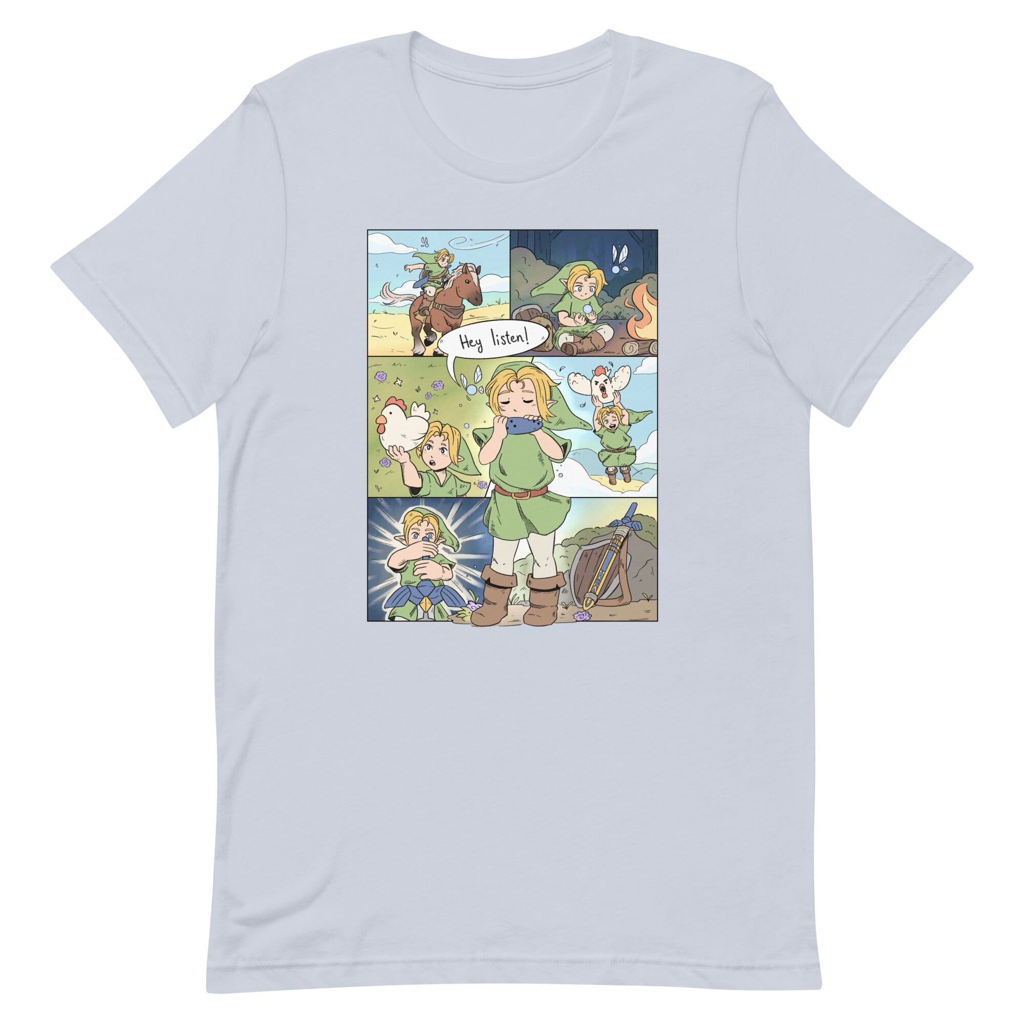 Ocarina of Time Comic | Unisex t-shirt | Zelda Titty Tea Threads & Thistles Inventory Light Blue XS 