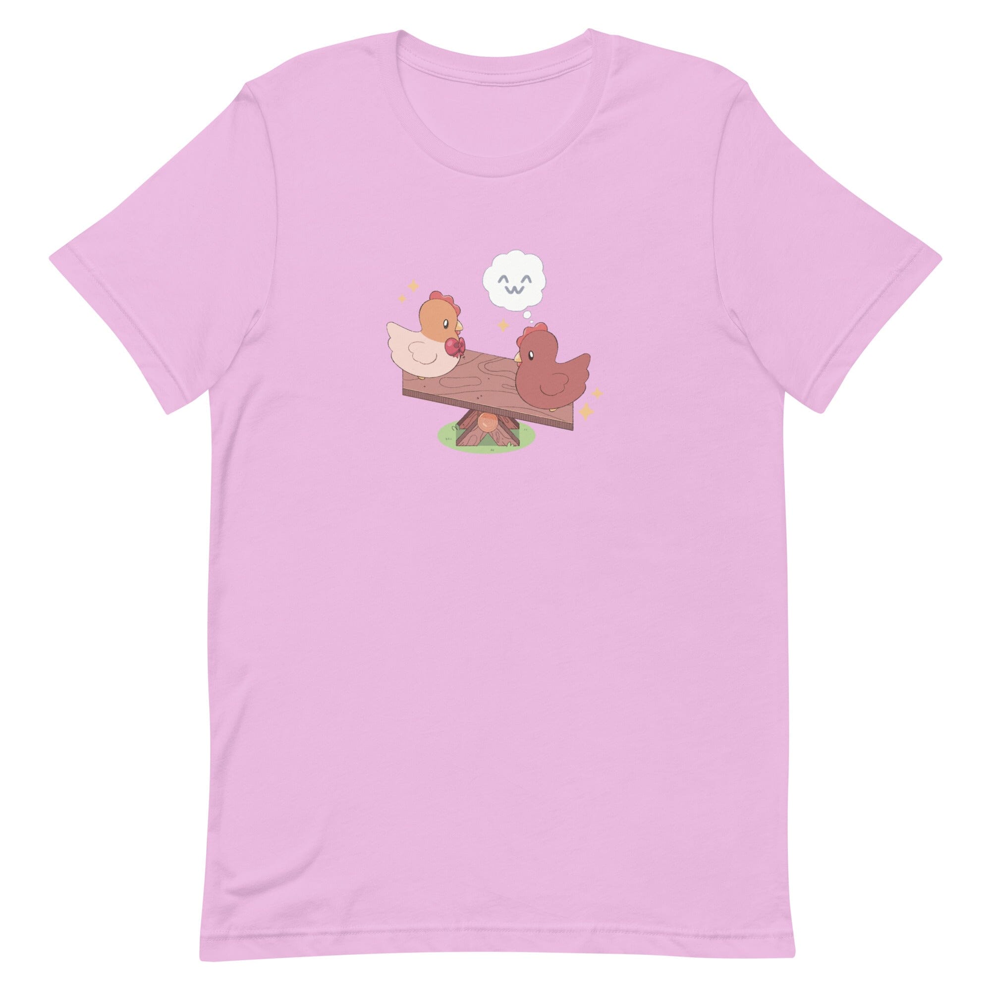 Chicken Seesaw | Unisex t-shirt | Fields of Mistria Threads & Thistles Inventory Lilac S 