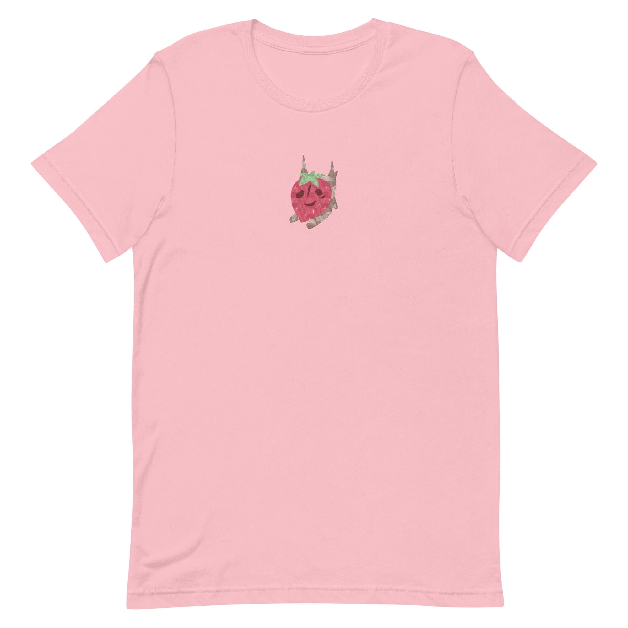Strawberry Korok | Embroidered Unisex t-shirt | Titty Tea Zelda Threads & Thistles Inventory Pink S 