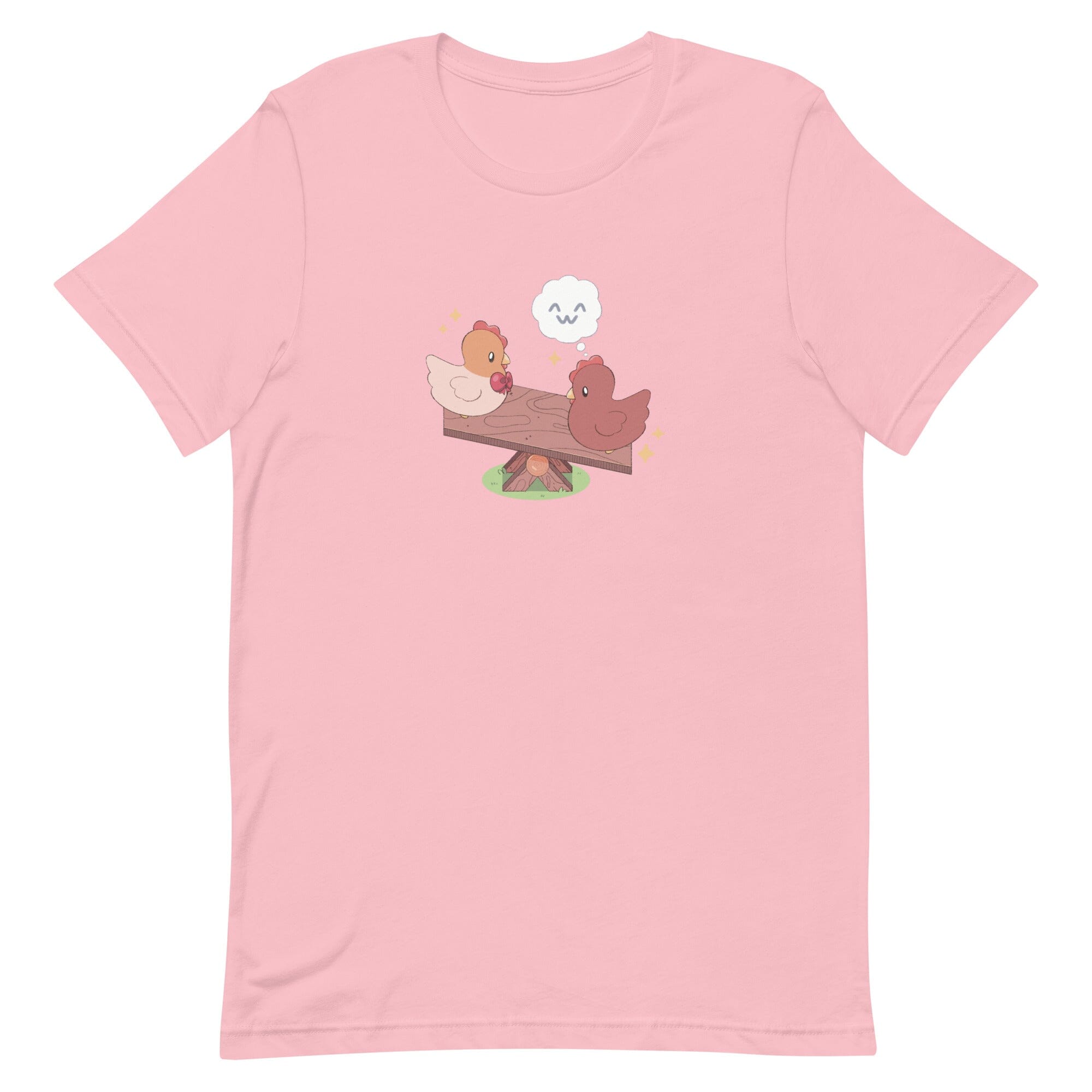 Chicken Seesaw | Unisex t-shirt | Fields of Mistria Threads & Thistles Inventory Pink S 