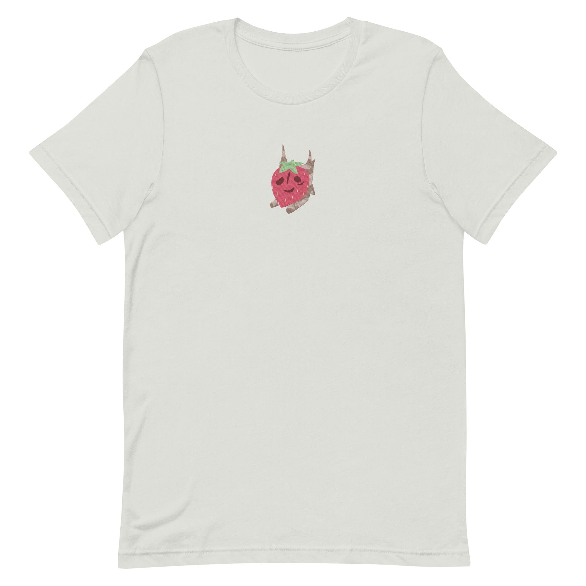 Strawberry Korok | Embroidered Unisex t-shirt | Titty Tea Zelda Threads & Thistles Inventory Silver S 