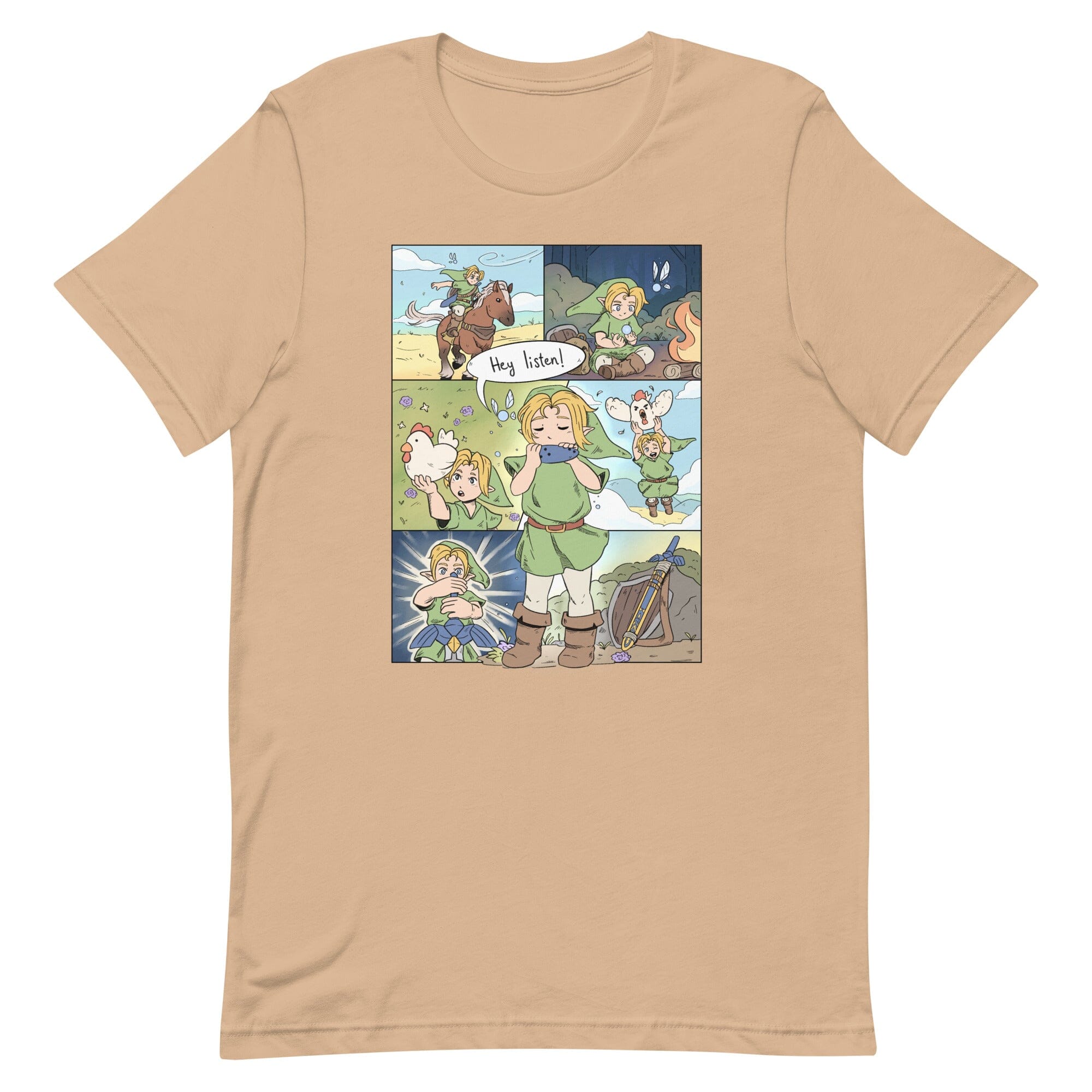 Ocarina of Time Comic | Unisex t-shirt | Zelda Titty Tea Threads & Thistles Inventory Tan XS 