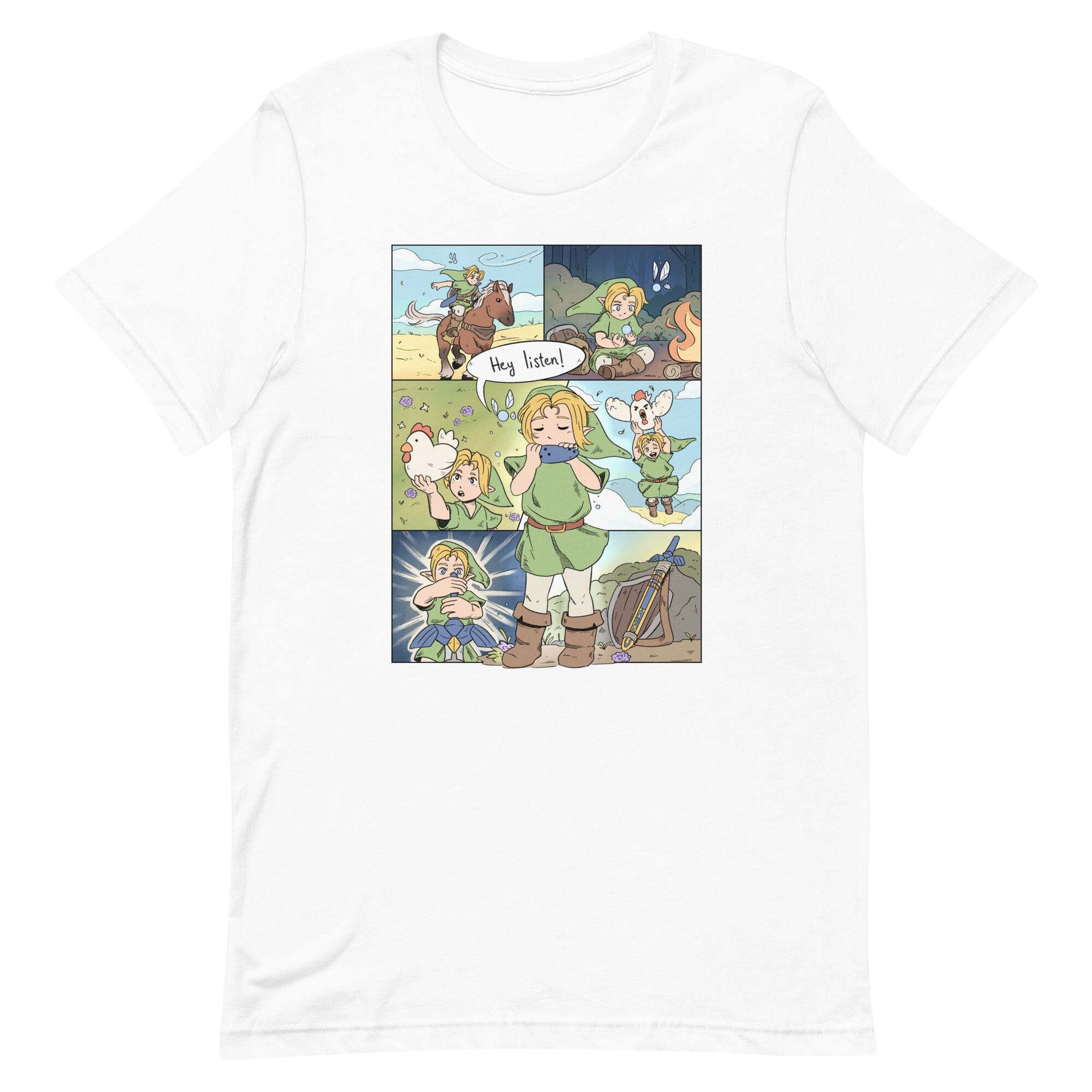 Ocarina of Time Comic | Unisex t-shirt | Zelda Titty Tea Threads & Thistles Inventory White XS 