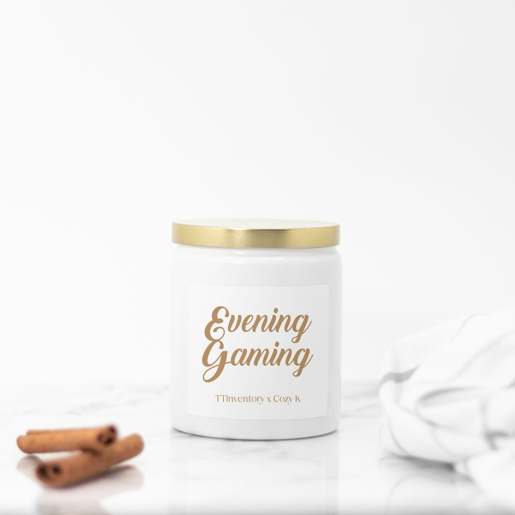 Evening Gaming | 8oz Ceramic Candle | Cozy Gamer Candles Threads & Thistles Inventory 