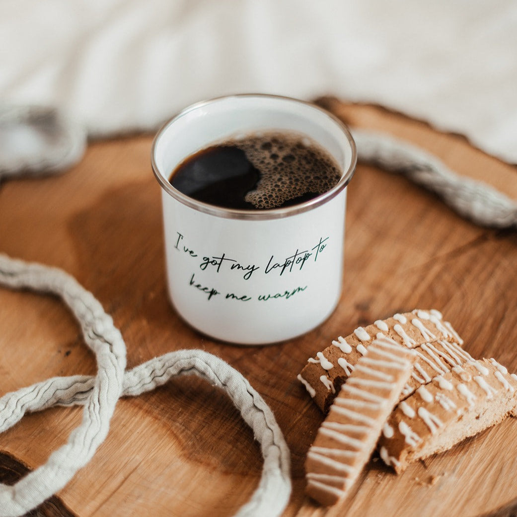 I've Got my Laptop Cozy Gamer Christmas 10oz Camp Mug Mugs Threads & Thistles Inventory 