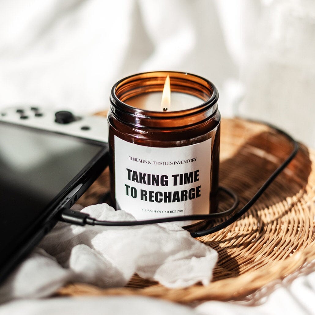 Taking Time to Recharge | 9oz Candle | Gamer Affirmations Candles Threads & Thistles Inventory 