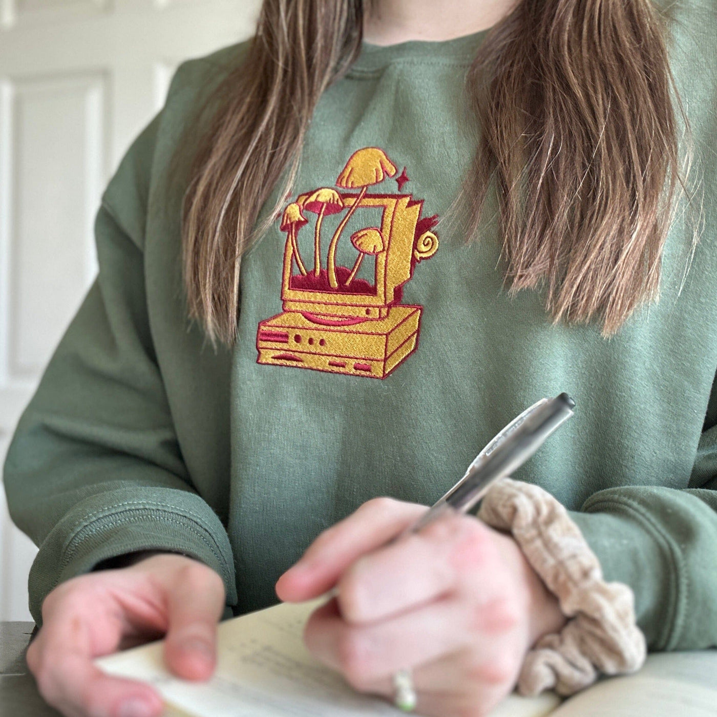 Cozy PC Gaming | Embroidered Crop Hoodie | Cozy Gamer Threads & Thistles Inventory 