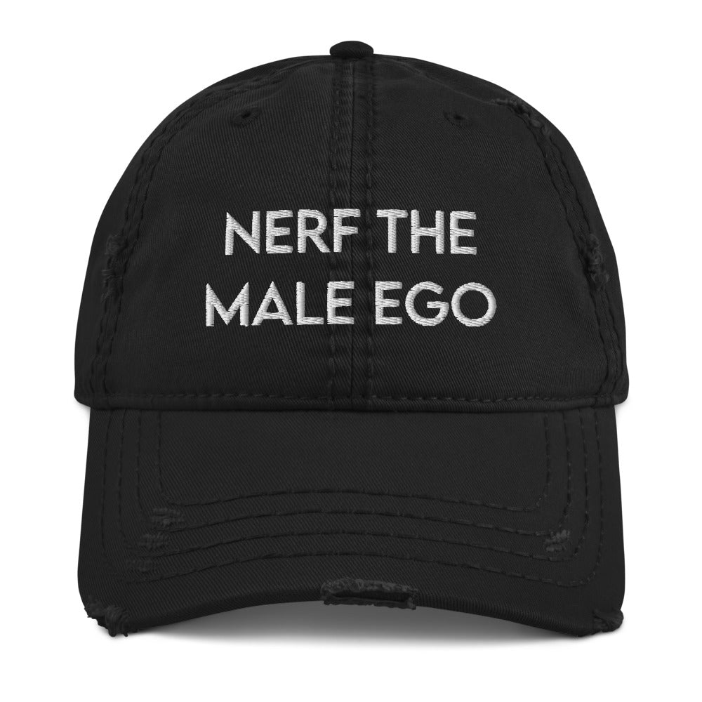 Nerf the Male Ego | Distressed Dad Hat Threads and Thistles Inventory Black 
