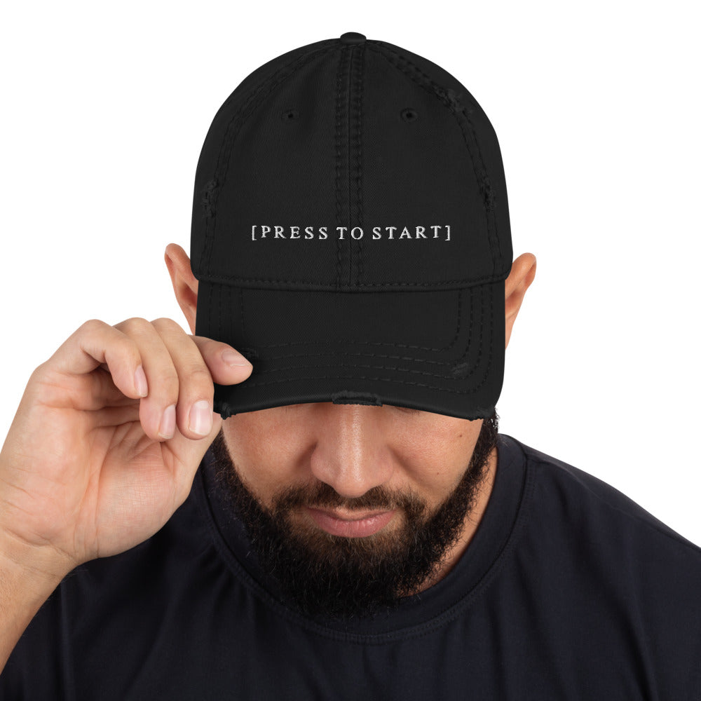 Press to Start | Distressed Dad Hat Threads and Thistles Inventory 