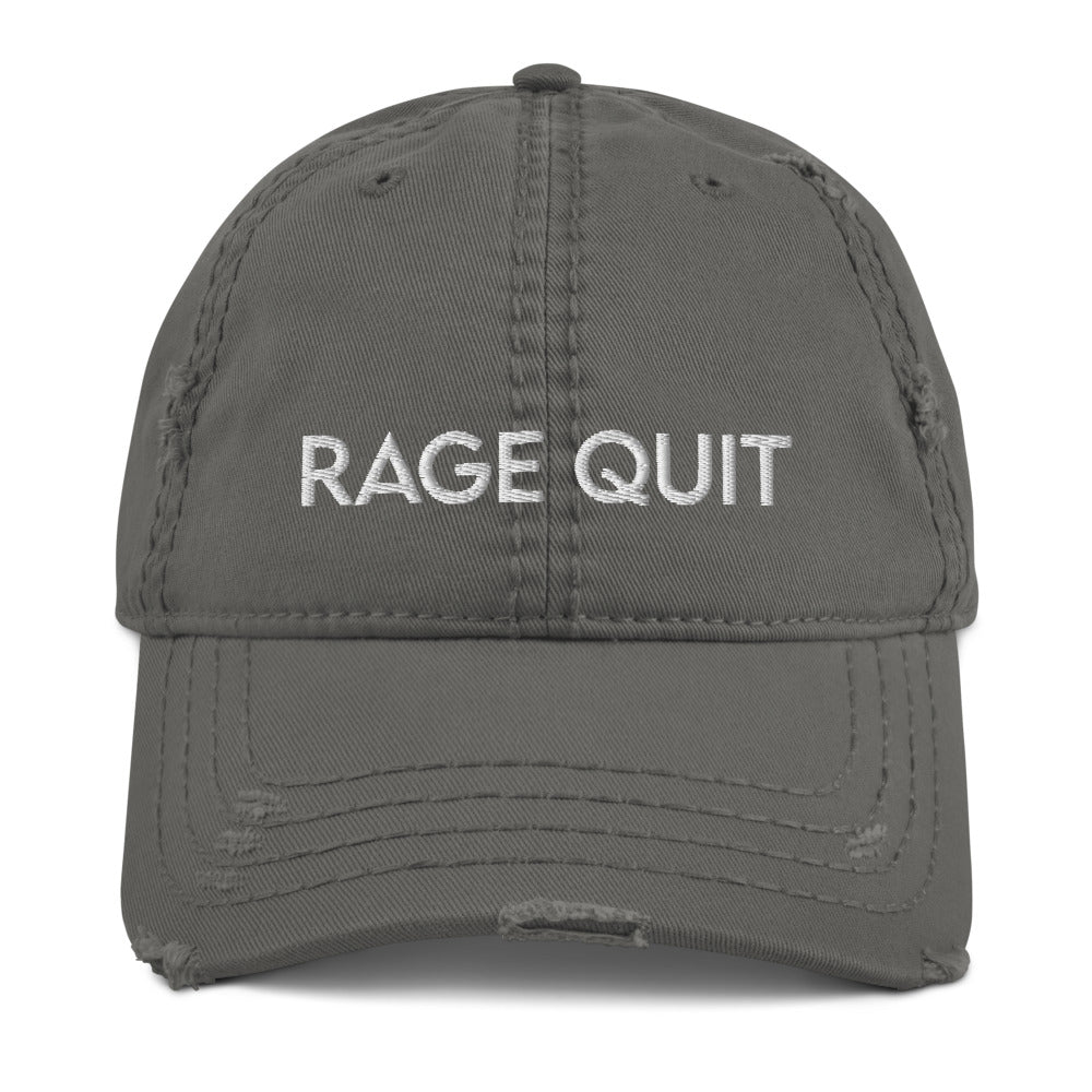 Rage Quit | Distressed Dad Hat Threads and Thistles Inventory Charcoal Grey 