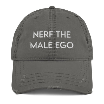 Nerf the Male Ego | Distressed Dad Hat Threads and Thistles Inventory Charcoal Grey 
