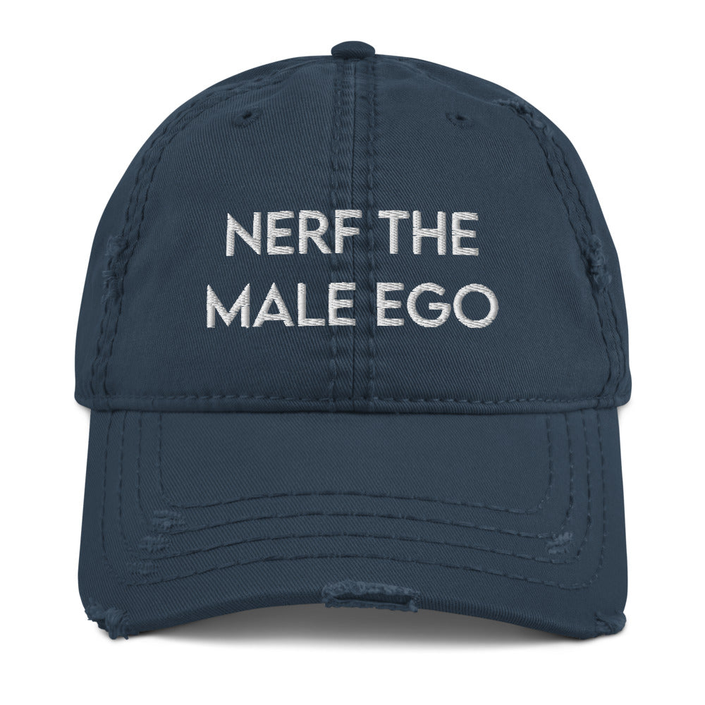 Nerf the Male Ego | Distressed Dad Hat Threads and Thistles Inventory Navy 