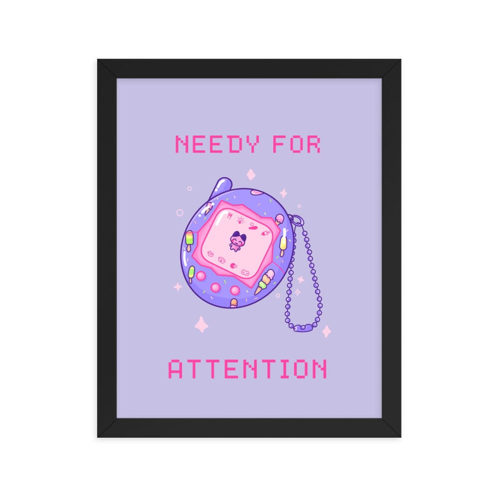 Needy for Attention | Framed poster | Retro Gaming Threads & Thistles Inventory Black 11″×14″ 
