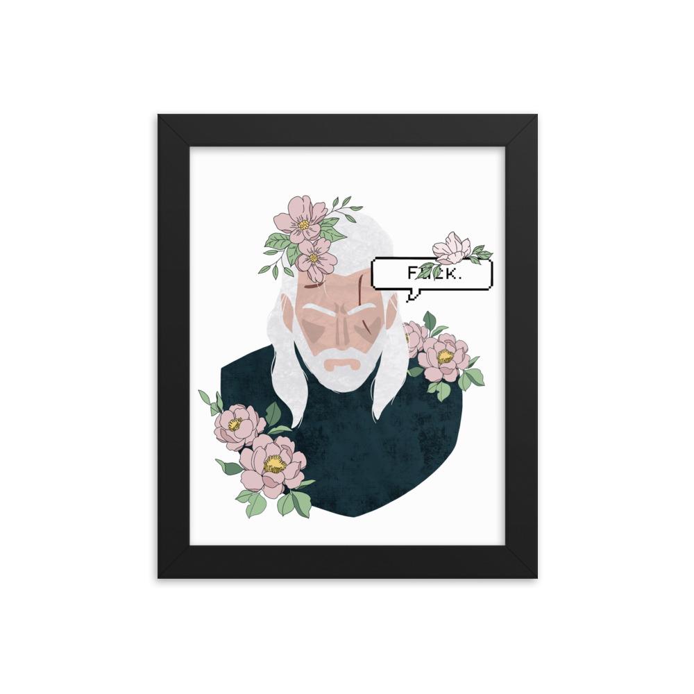 Floral Witcher | 8x10 in Framed poster | The Witcher Threads and Thistles Inventory Black 