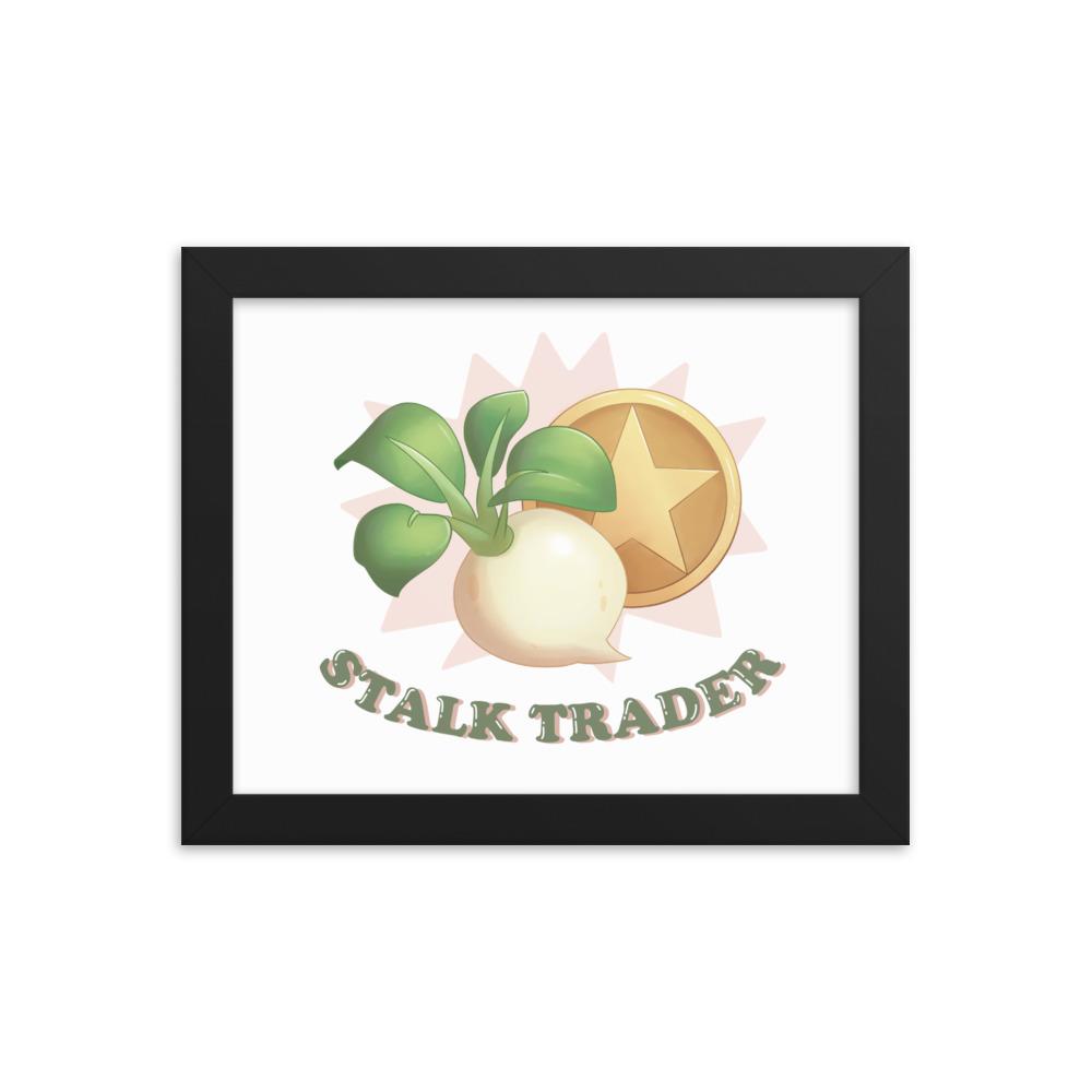 Stalk Trader | 8x10 Framed poster | Animal Crossing Threads and Thistles Inventory Black 