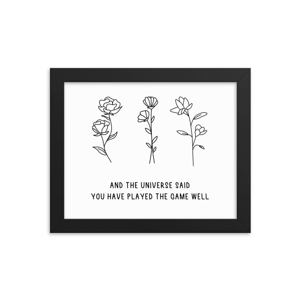 You Have Played the Game Well | 8x10 Framed poster | Minecraft Threads & Thistles Inventory Black 