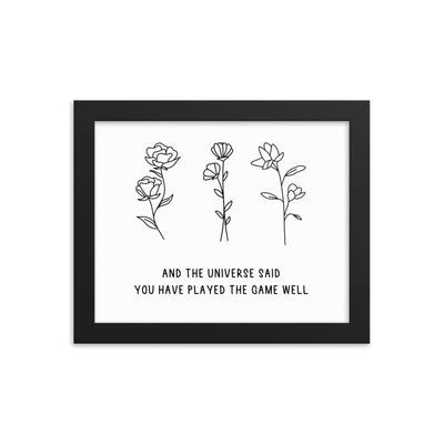 You Have Played the Game Well | 8x10 Framed poster | Minecraft Threads & Thistles Inventory Black 
