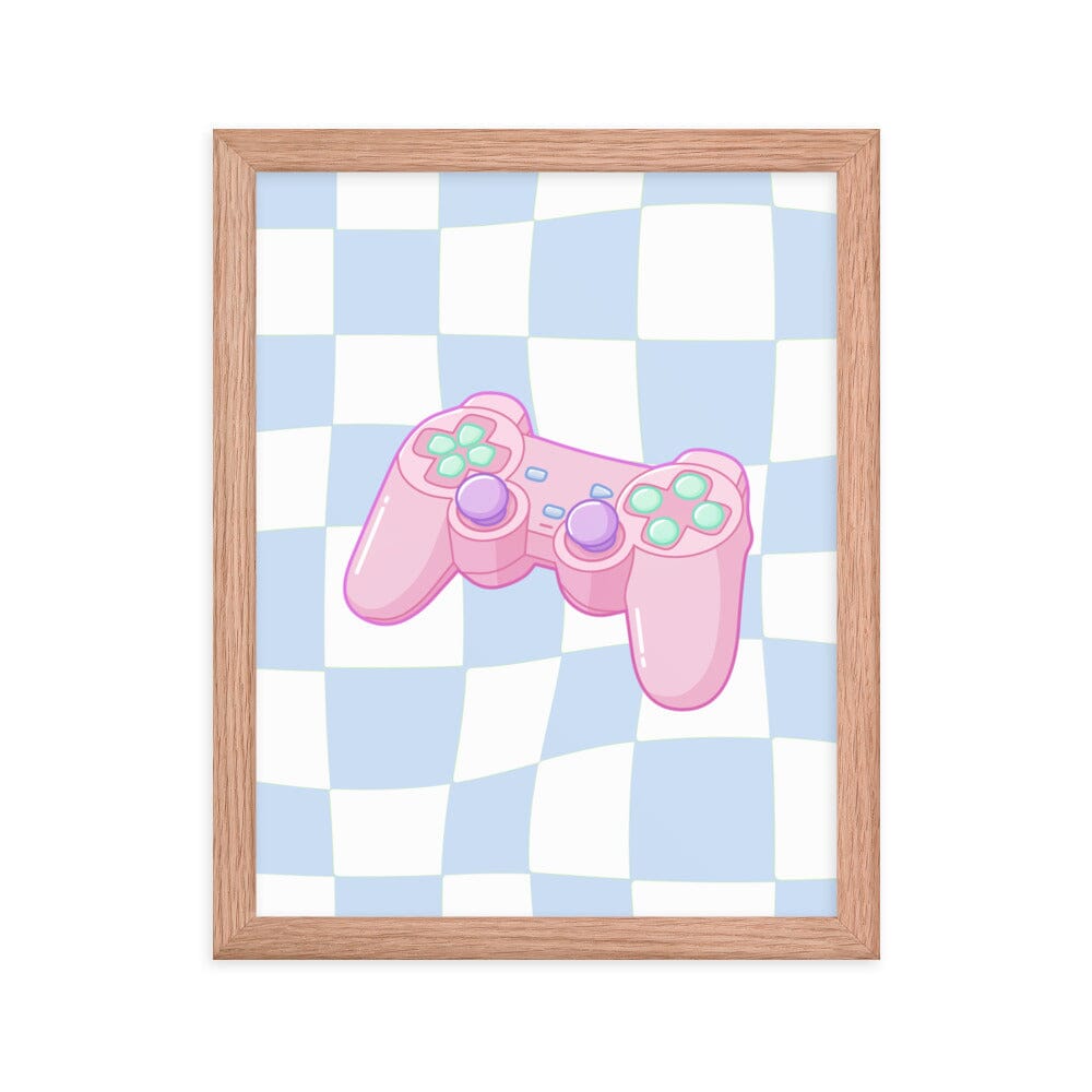 PS1 Controller | Framed poster | Retro Gaming Threads & Thistles Inventory Red Oak 11″×14″ 