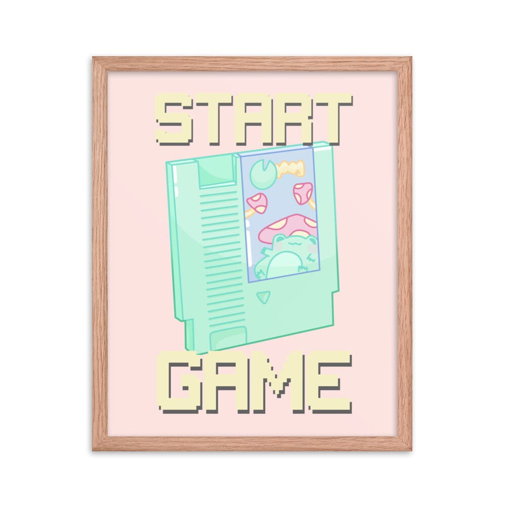Start Game NES | Framed poster | Retro Gaming Threads & Thistles Inventory Red Oak 16″×20″ 