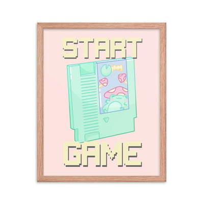 Start Game NES | Framed poster | Retro Gaming Threads & Thistles Inventory Red Oak 16″×20″ 