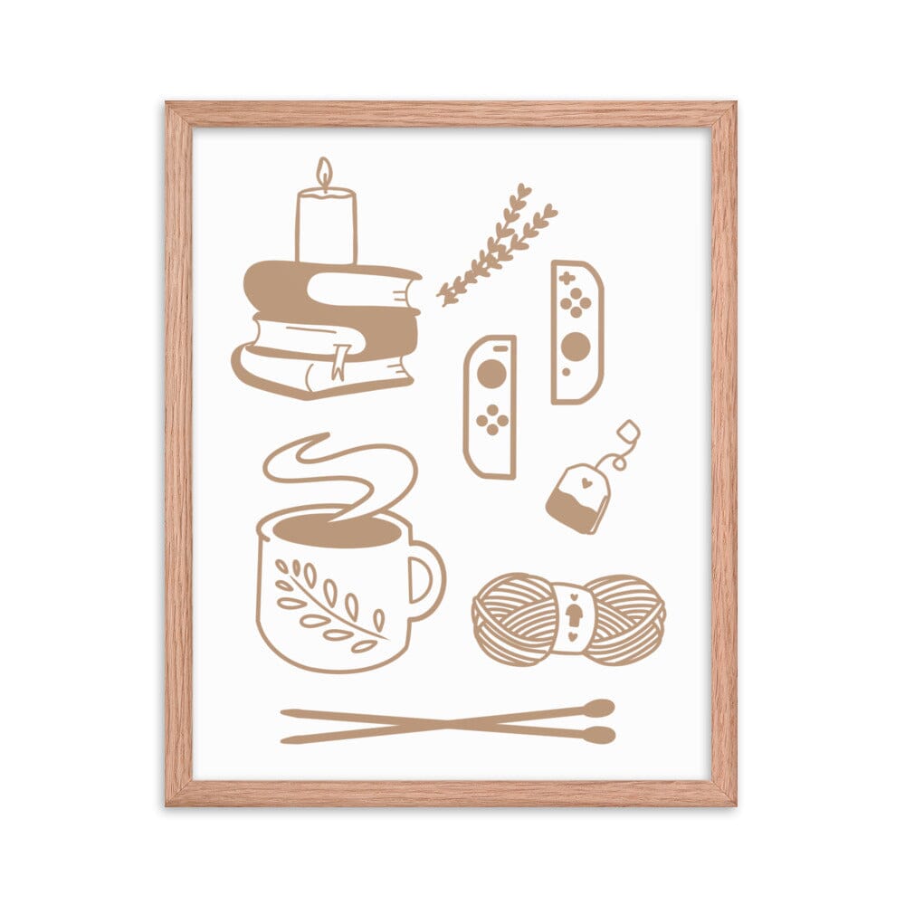 Cozy Hobbies | Framed poster | Cozy Gamer Threads & Thistles Inventory Red Oak 16″×20″ 