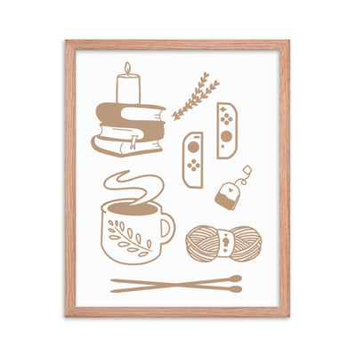 Cozy Hobbies | Framed poster | Cozy Gamer Threads & Thistles Inventory Red Oak 16″×20″ 