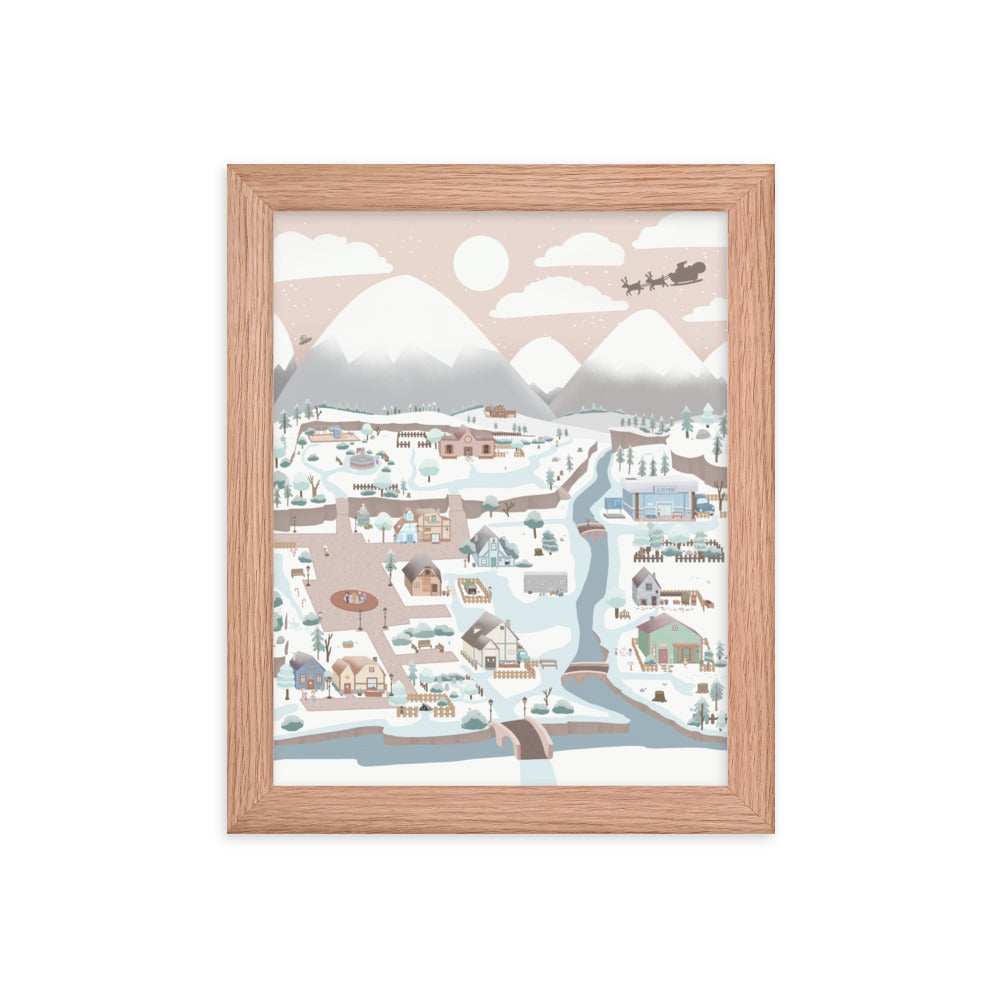 Winter Pelican Town | Christmas 8x10 Framed poster Threads & Thistles Inventory Red Oak 