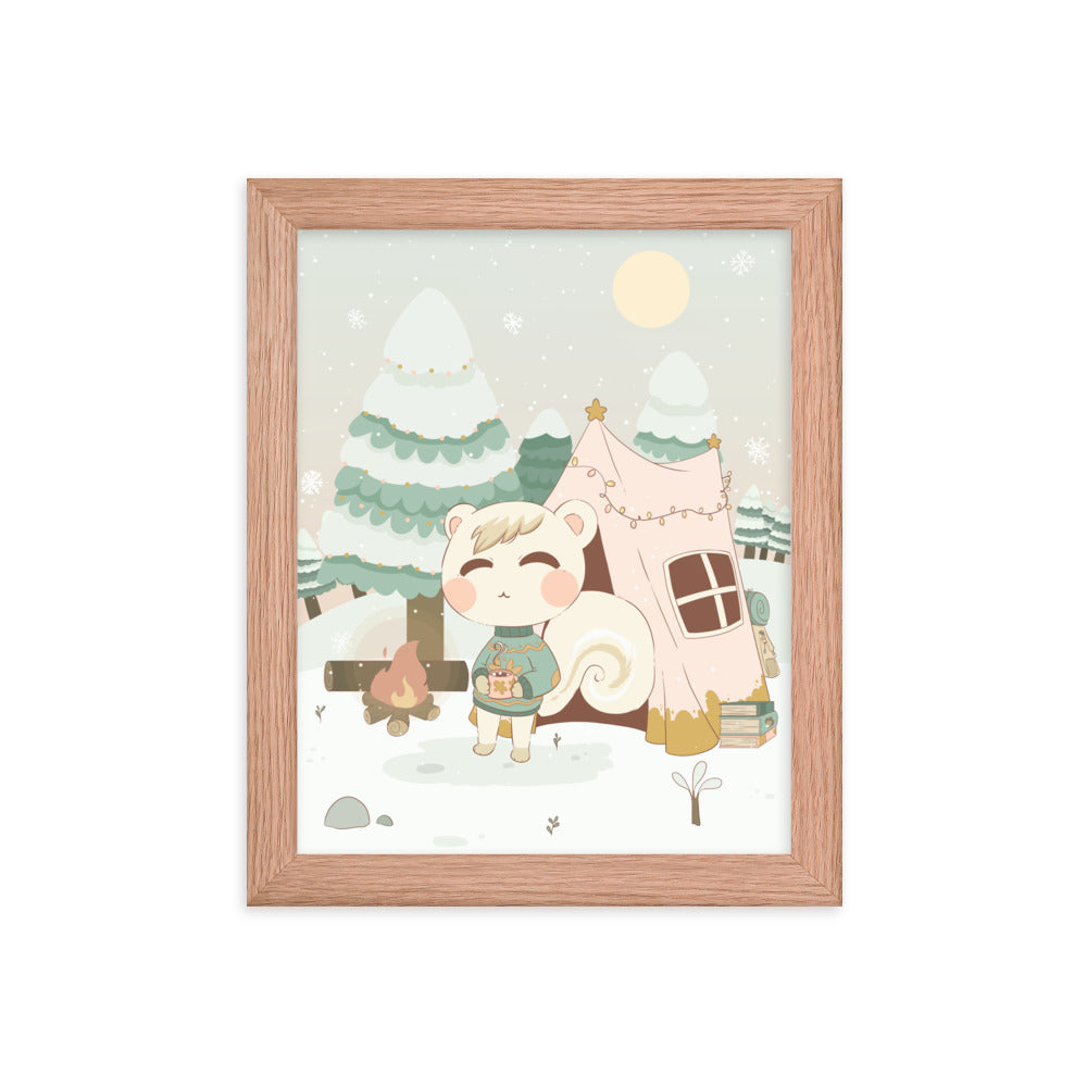 Marshal's Cozy Christmas | Cozy Gamer Animal Crossing | Framed poster Threads & Thistles Inventory Red Oak 