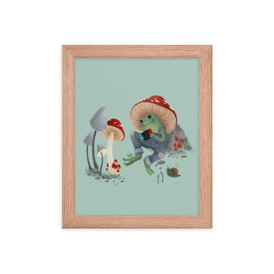 Cottagecore Frog | 8x10 Framed poster | Cozy Gaming Threads & Thistles Inventory Red Oak 