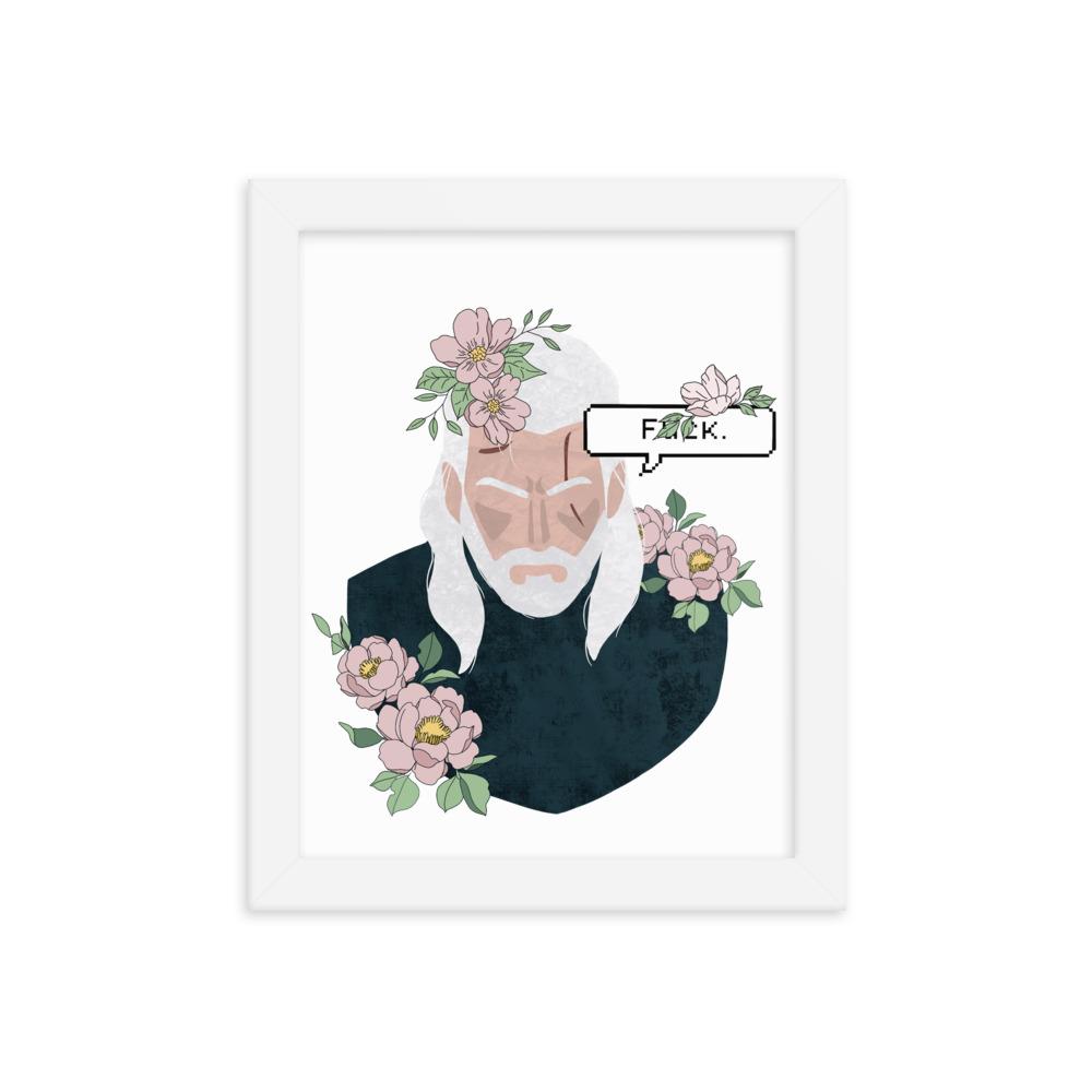 Floral Witcher | 8x10 in Framed poster | The Witcher Threads and Thistles Inventory White 