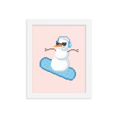 Pixel Snowman | 8x10 Christmas Framed poster Threads & Thistles Inventory White 